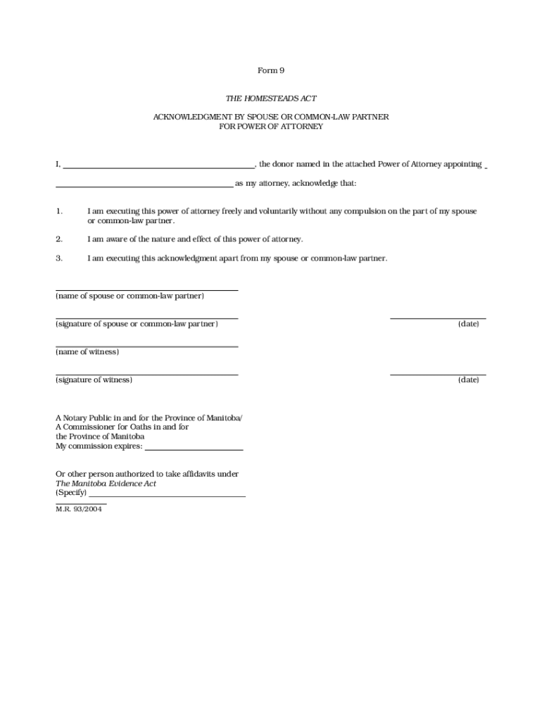 Fillable Online Acknowledgment by spouse or commonlaw partner for