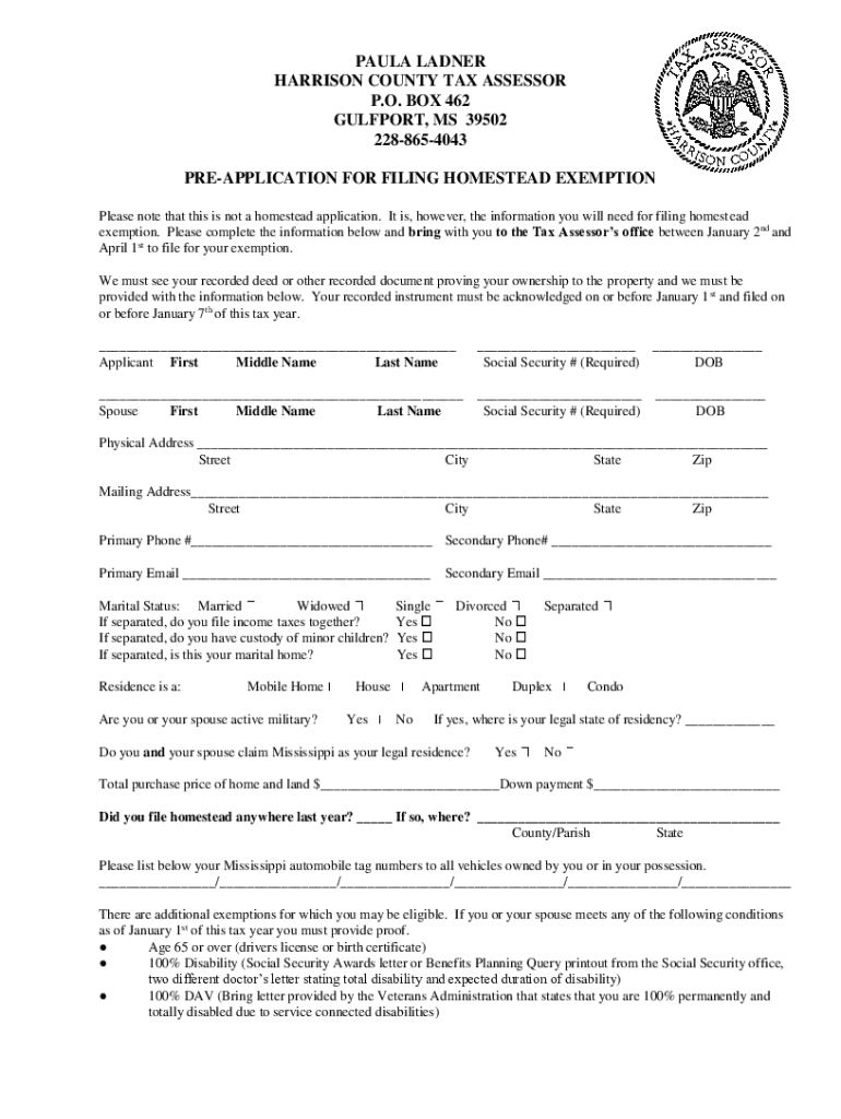 Fillable Online Tax Assessor Harrison County Online! Services Fax