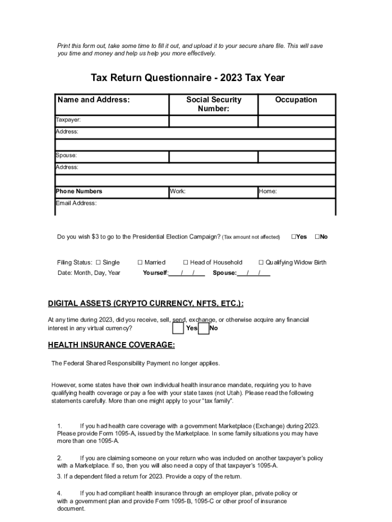 Fillable Online 2023 Tax Questionnaire Fax Email Print pdfFiller