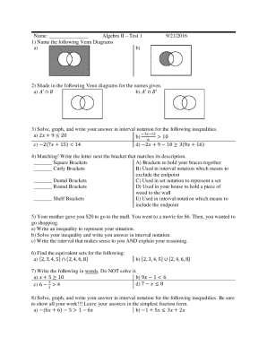Fillable Online 32. Name the shaded area shown in the Venn Diagrams