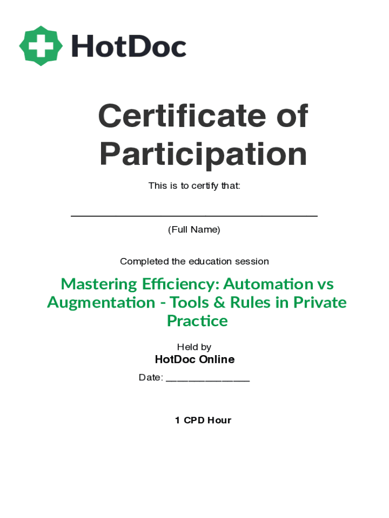 Fillable Online Certificate Mastering Efficiency Automation vs
