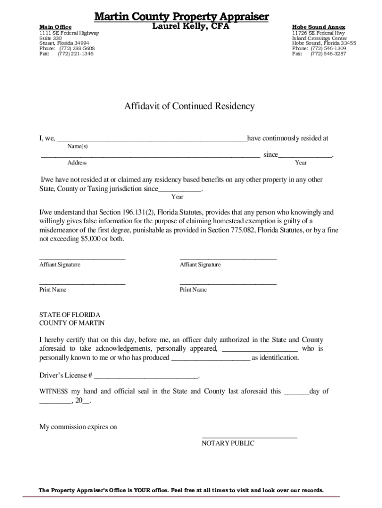 Fillable Online Martin County Property Appraiser Laurel Kelly to retire after Fax Email
