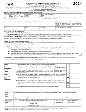 Fillable Online roads maryland W-4 2024 Employee's Withholding