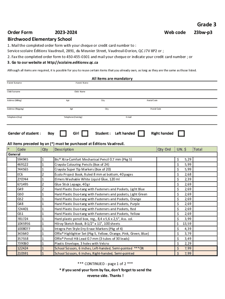 Fillable Online Birchwood Elementary School Address1325 Jolicoeur St Fax Email Print