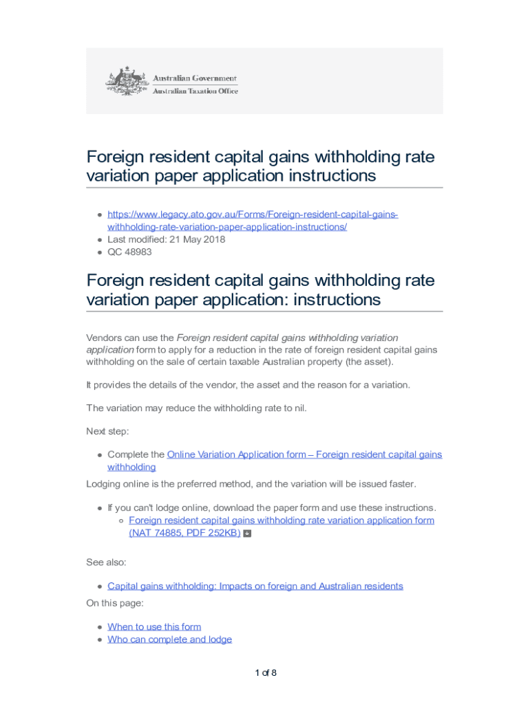 Fillable Online Foreign resident capital gains withholding Fax Email