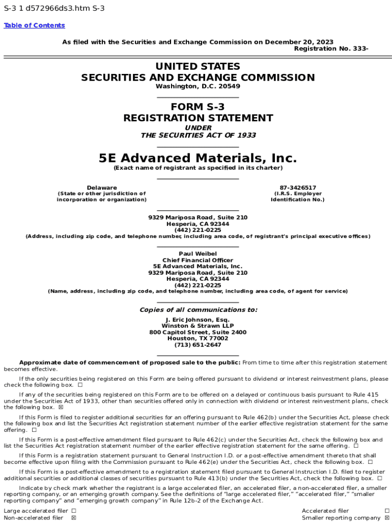 Fillable Online Form S3 Cover Page for NonShelf Offering Fax Email