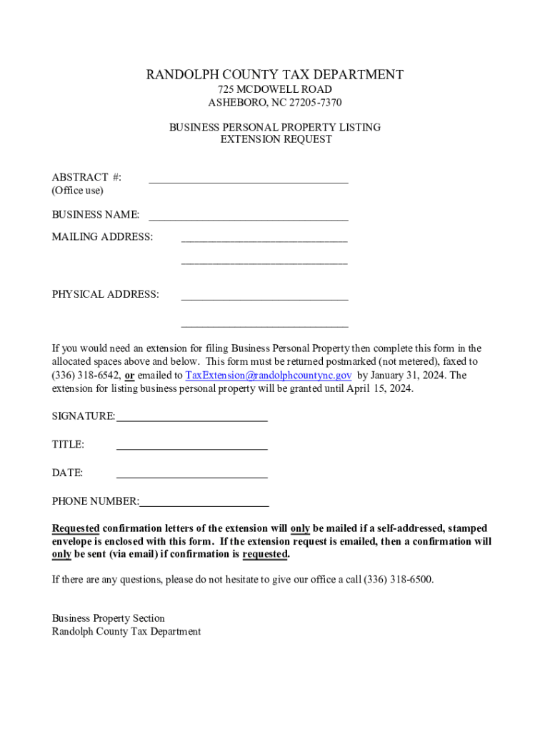 Fillable Online Fillable RANDOLPH COUNTY TAX DEPARTMENT Fax Email Print pdfFiller