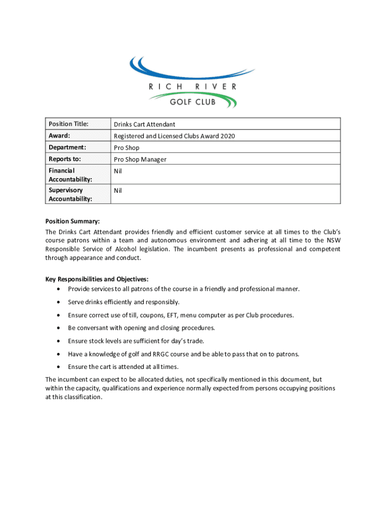 Fillable Online Golf Beverage Cart Jobs What Are They and How to Get