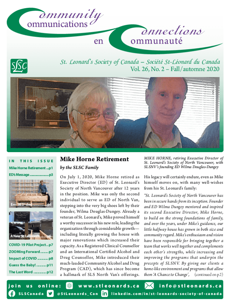 Fillable Online ommunity onnections St. Leonard's Society of Canada