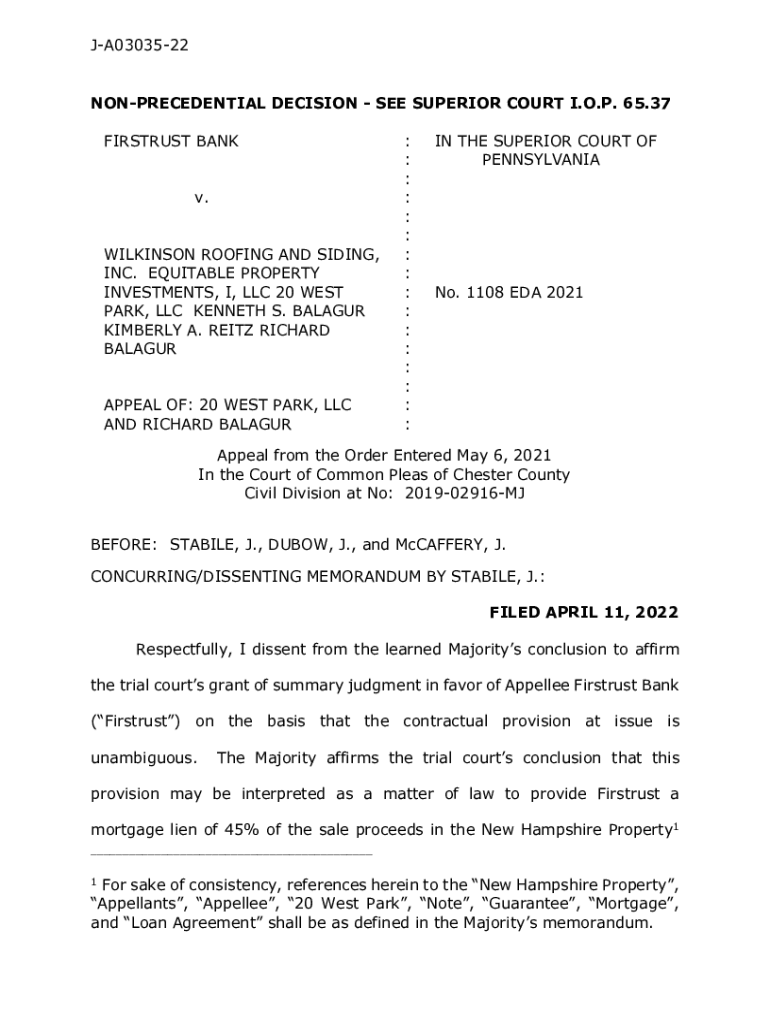 Fillable Online SEE SUPERIOR COURT I.O.P. 65.37 FIRSTRUST BANK v