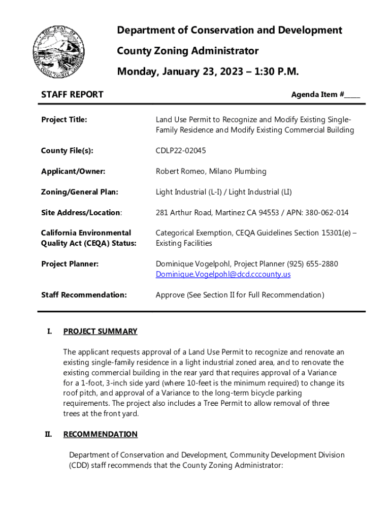 Fillable Online Land Use Permit to Recognize and Modify Existing