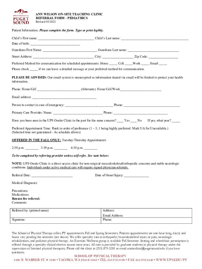 Fillable Online Eastern Carolina Pediatrics Of Wilson Form Fax Email