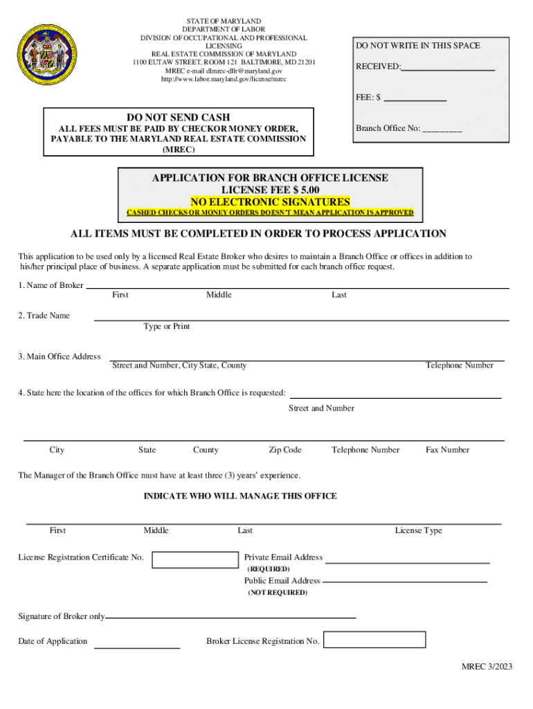 Fillable Online Maryland Real Estate Commission To Whom It May Concern