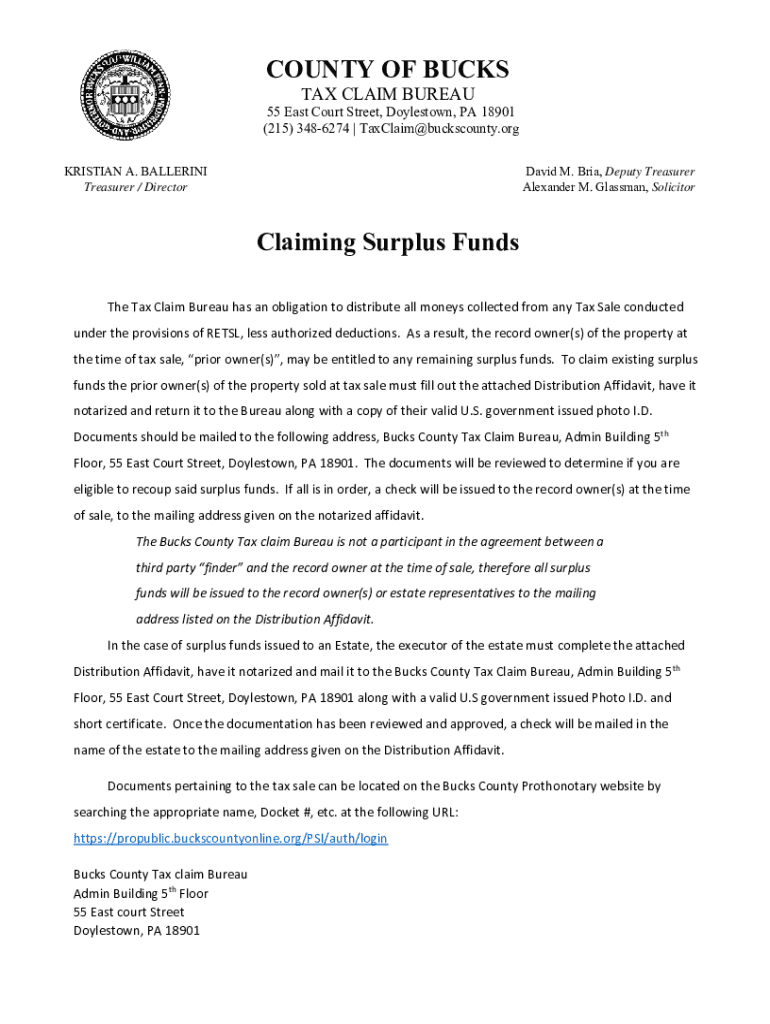 Fillable Online Staff DirectoryTax Claim Bureau Fax Email Print pdfFiller