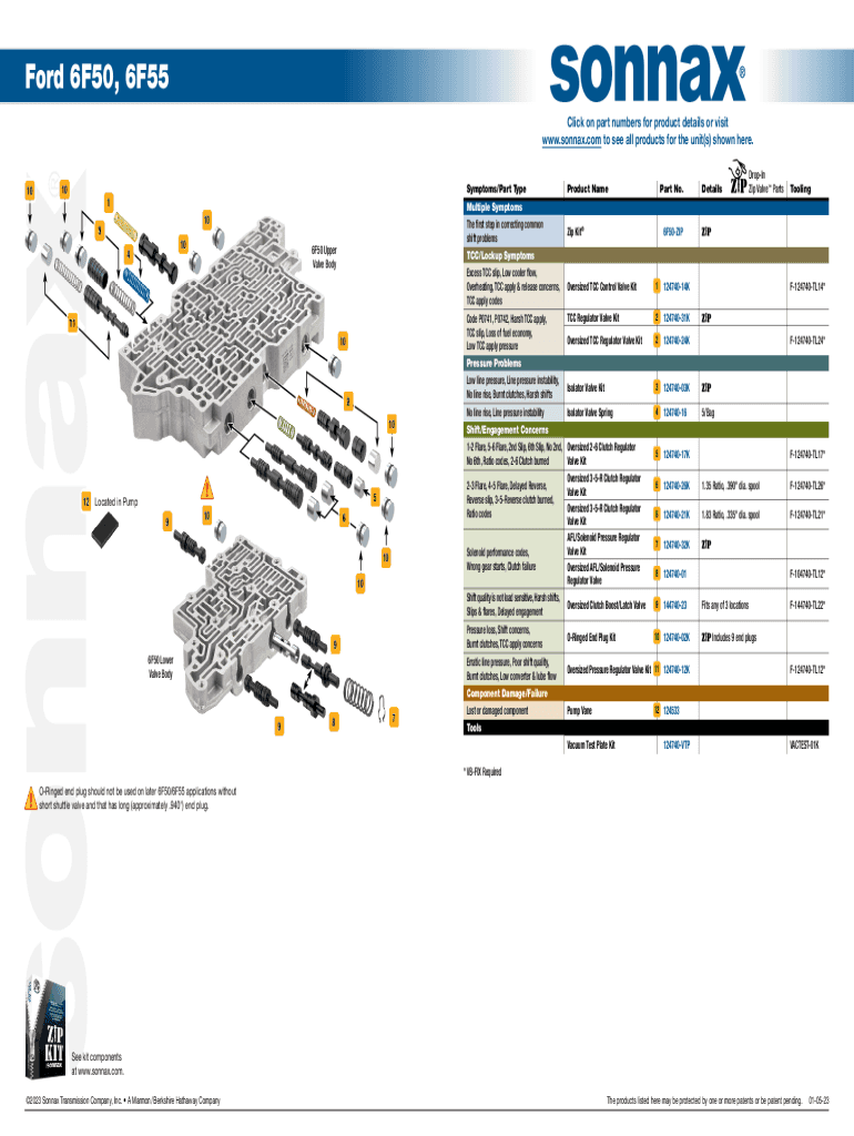 Fillable Online d2q1ebiag300ih cloudfront Ford 6F50, 6F55 Valve Body