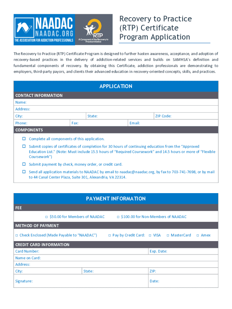 Fillable Online RTP Certificate Program Application draft2 Fax Email Print pdfFiller