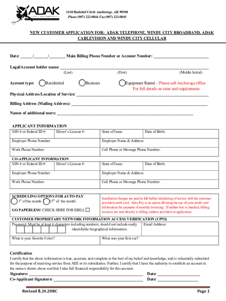 Fillable Online Adak Eagle Service Provider Fax Email Print pdfFiller