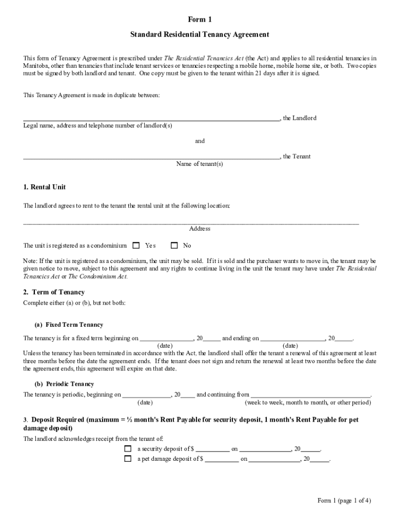 Fillable Online Lease Agreement Manitoba Fill Online, Printable