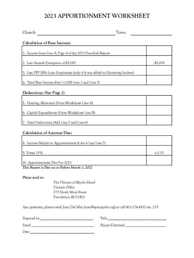 Fillable Online 2023 APPORTIONMENT WORKSHEET Fax Email Print pdfFiller