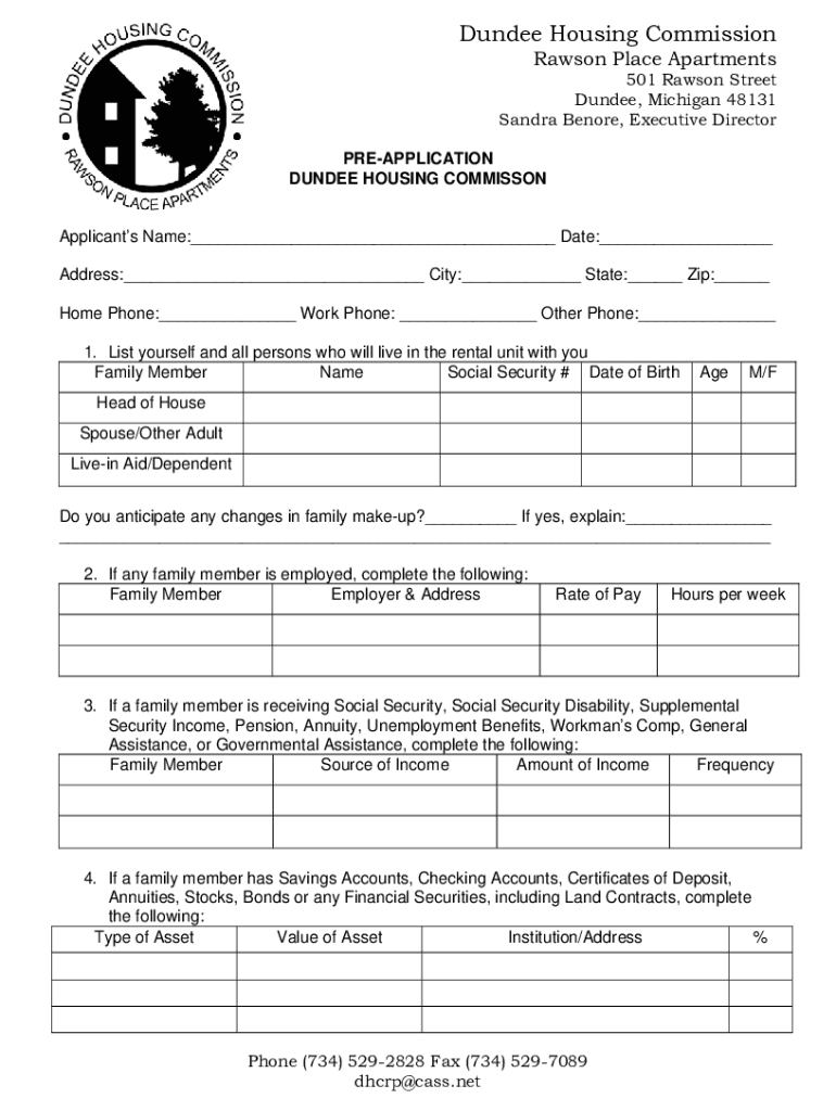 Fillable Online Dundee Housing Commission Fax Email Print pdfFiller