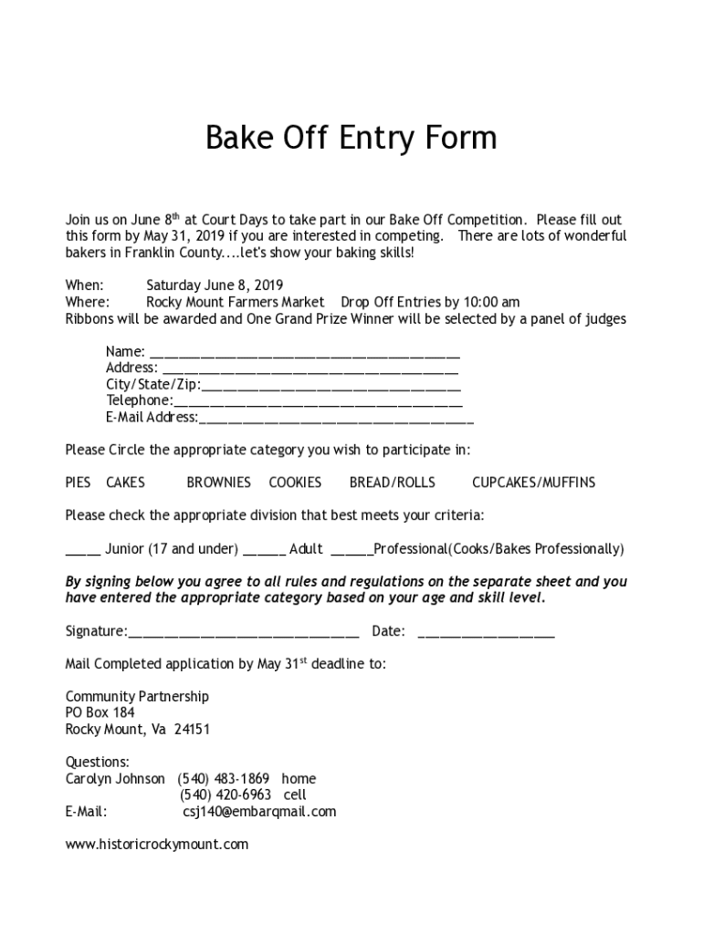 Fillable Online series four application form The Great British Bake