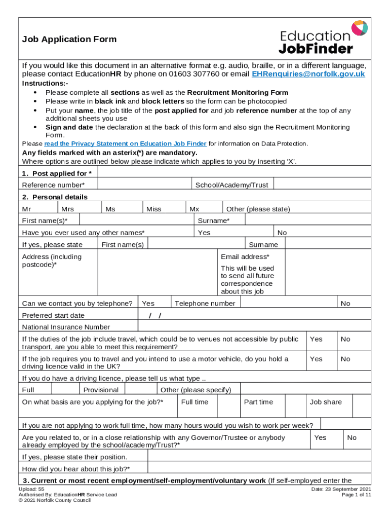 Employment Application Faculty & Unclassified Doc Template pdfFiller