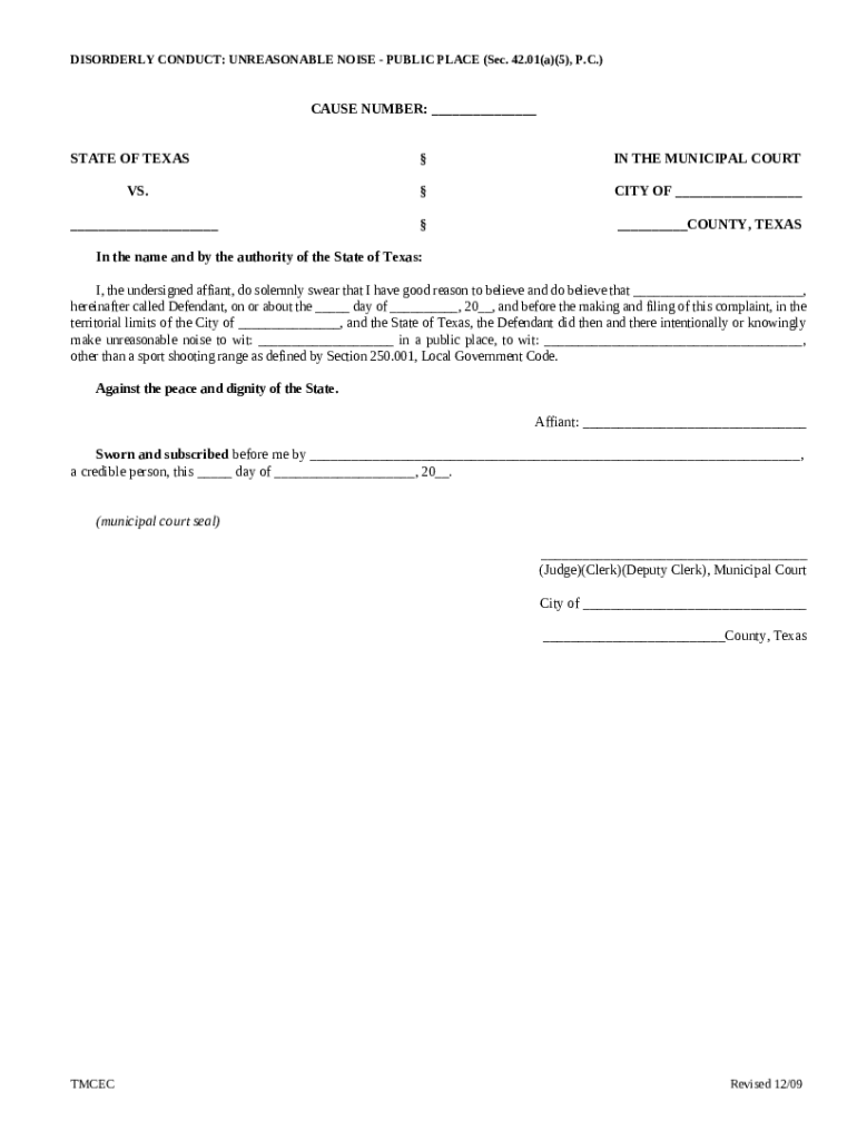 The Texas Disorderly Conduct LawPenal Code 42.01 Doc Template pdfFiller