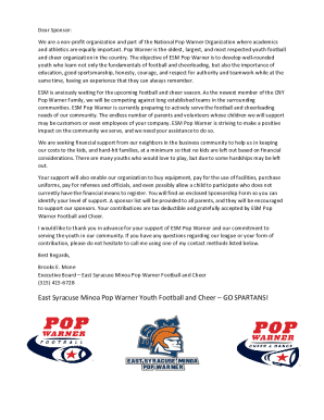 Fillable Online East Syracuse Minoa Pop Warner Youth Football and Cheer