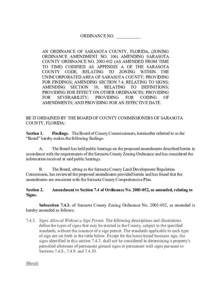 Fillable Online AN ORDINANCE OF SARASOTA COUNTY, FLORIDA, ( Fax
