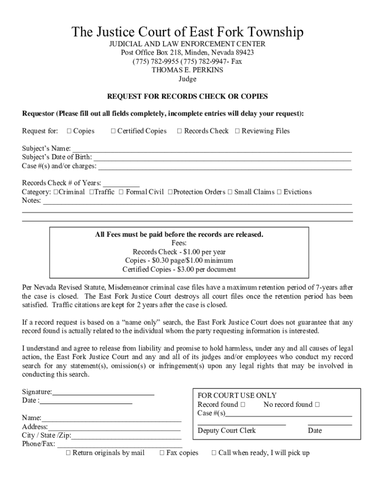 Fillable Online EAST FORK JUSTICE COURT doc request Fax Email Print