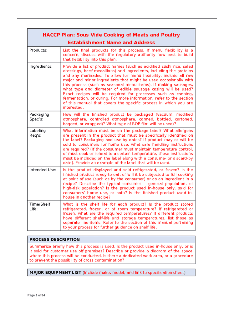 HACCPROPCuredCookedNonShelfStableSausage Doc Template pdfFiller