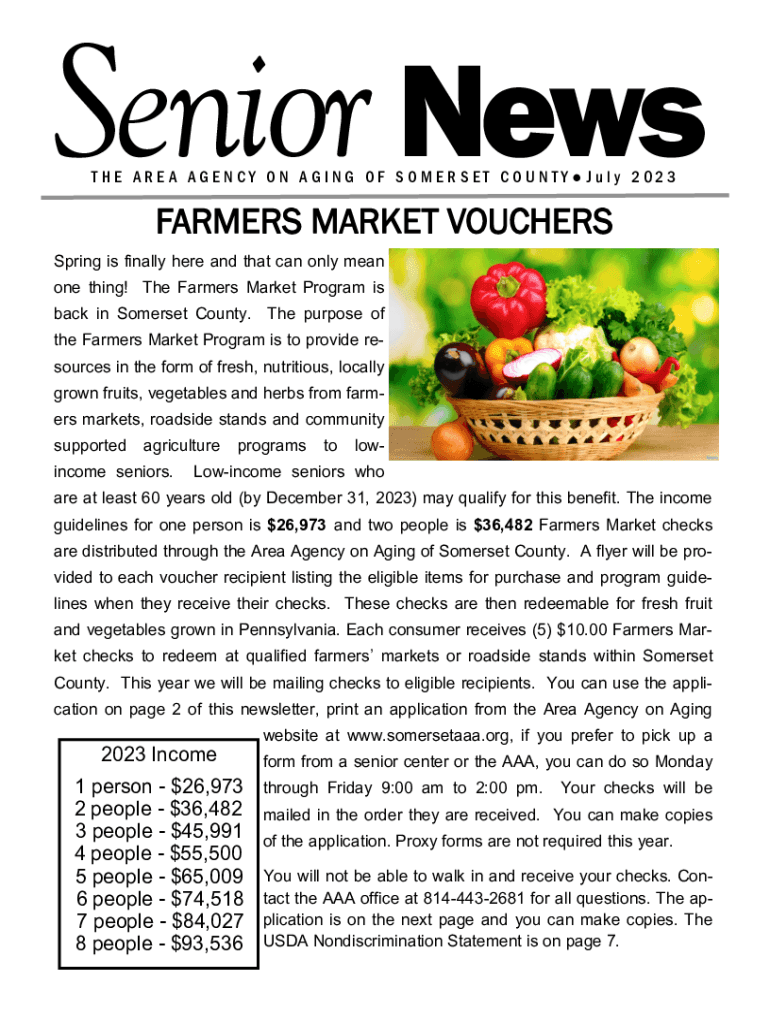Fillable Online Somerset County Office on Aging to Offer Farmers