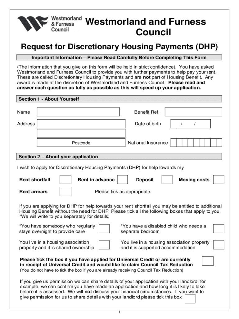 Fillable Online Discretionary Housing Payments Application Our East Ayrshire Fax Email Print