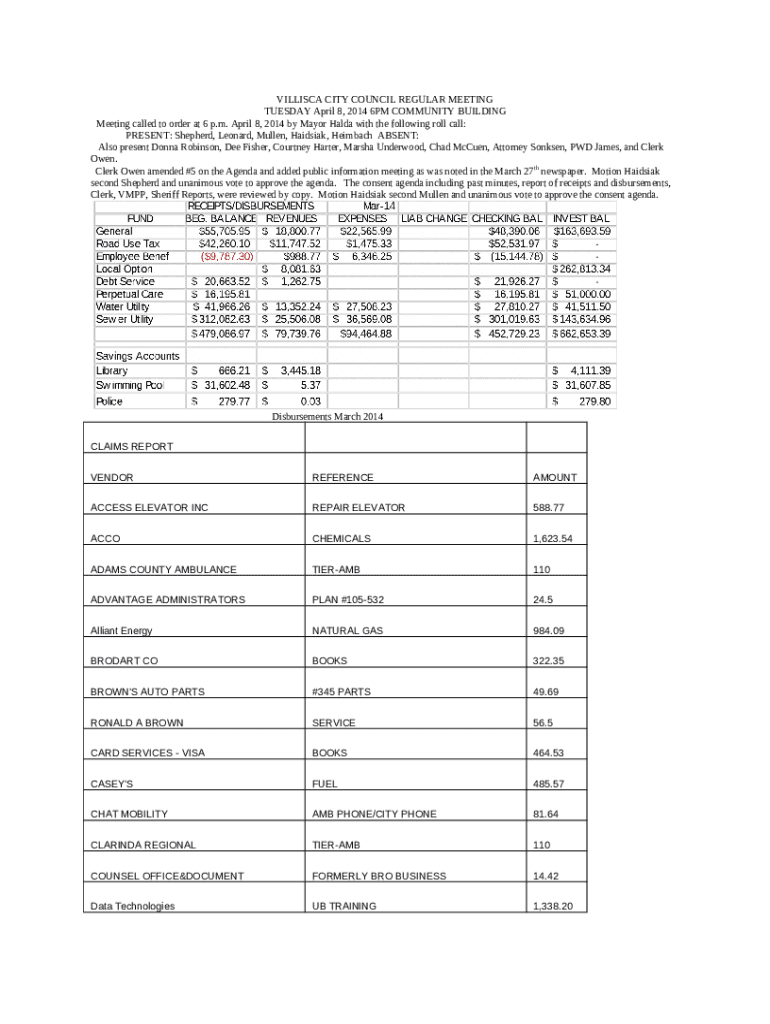 City of Camanche, Iowa April 15, 2014 The City Council of Doc