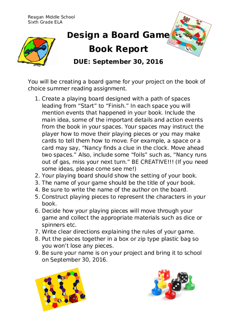 Make Your Own Board Game Based on Fiction Book Doc Template pdfFiller