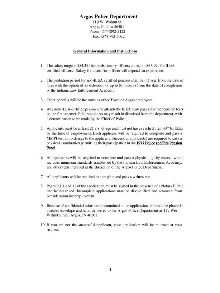 Fillable Online Argos Police Department, IN Arrests, Inmate Roster