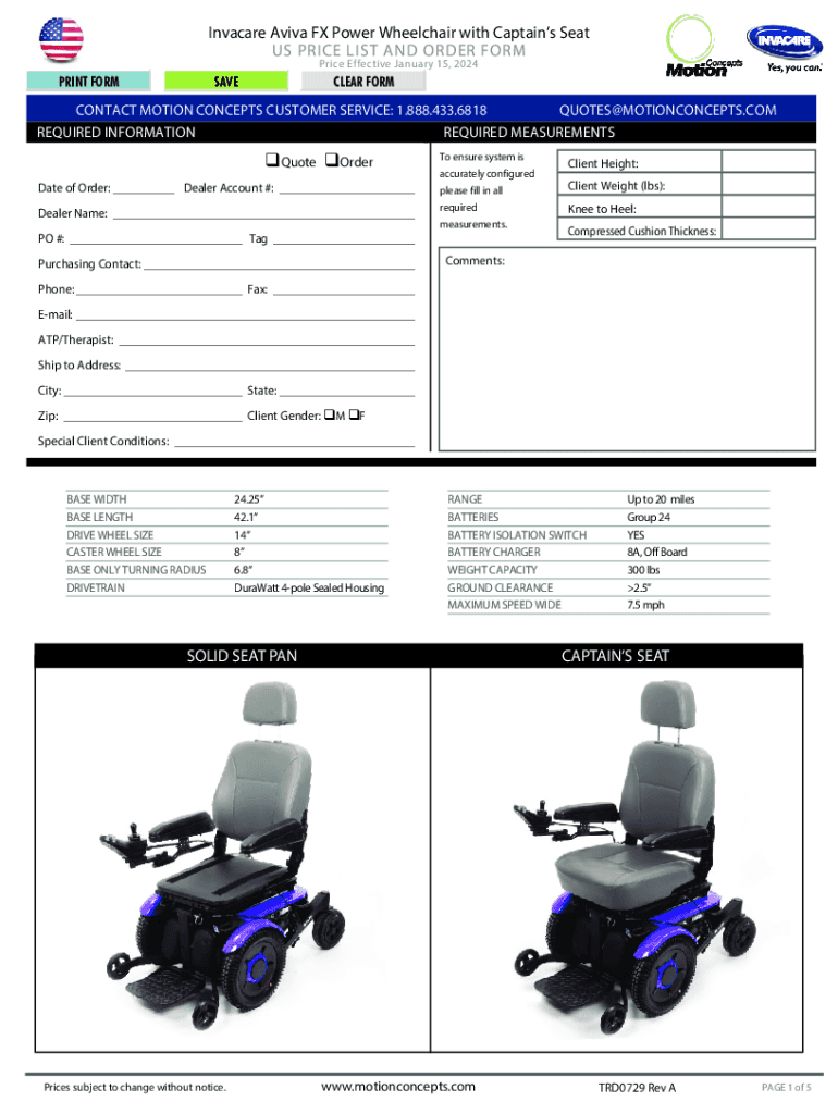 Fillable Online TRD0729 Rev A Aviva FX Captain Seat Order Form.indd Fax