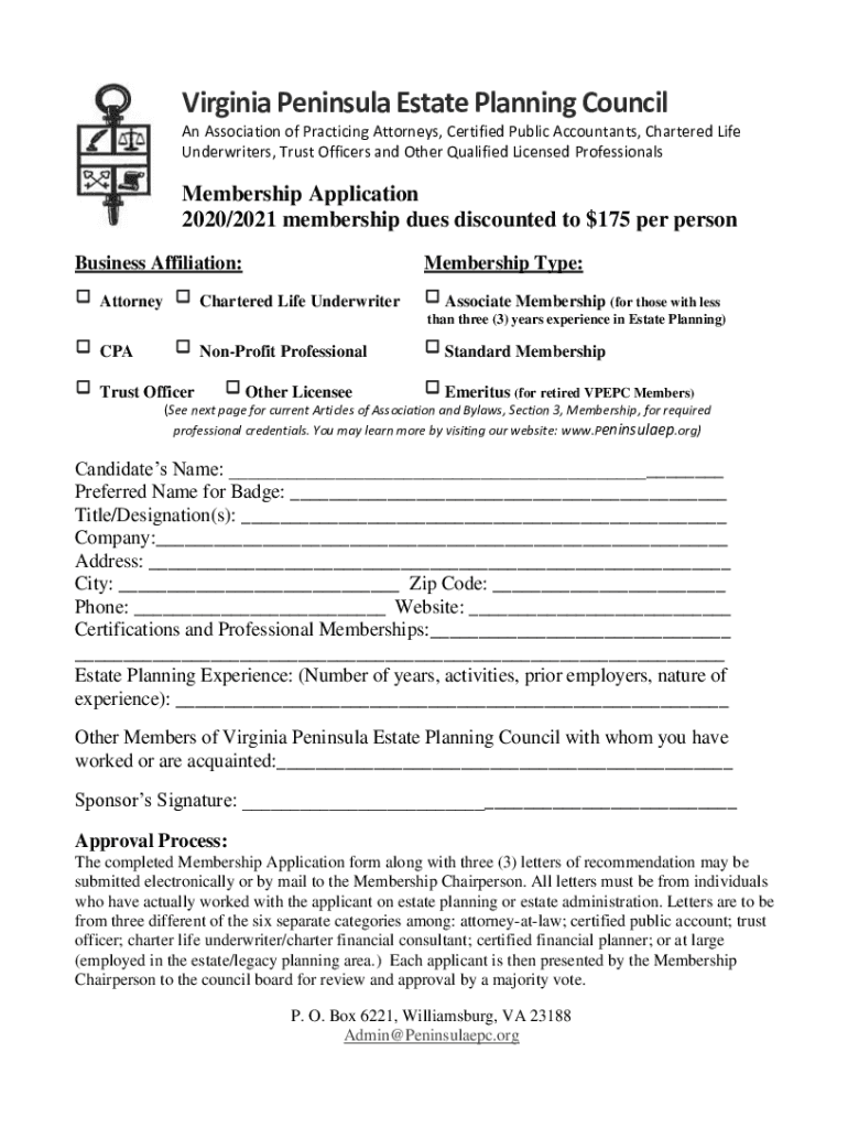 Fillable Online The Peninsula Center for Estate and Lifelong Planning