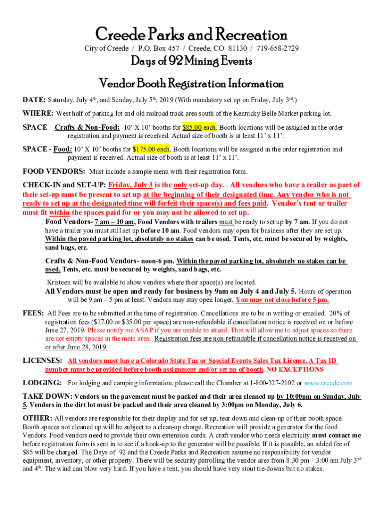 Fillable Online 4th of July in Creede, Colorado Fax Email Print pdfFiller