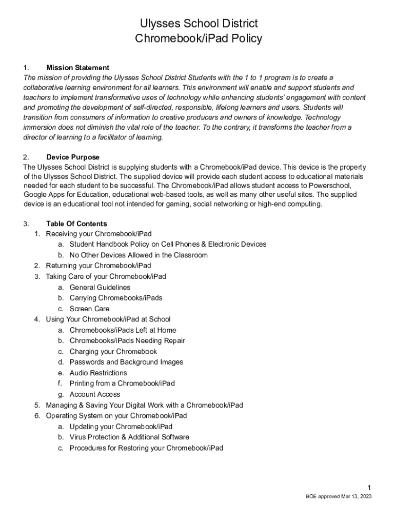 Fillable Online The mission of Ulysses High School is to prepare