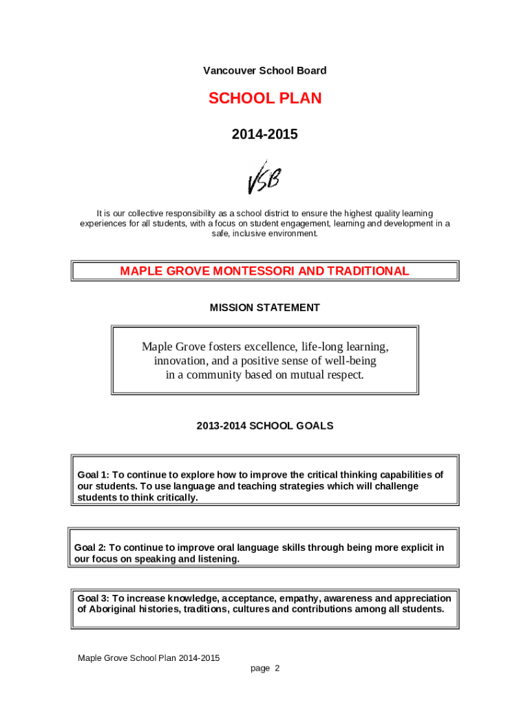 Vancouver School District School Plan for Lord Byng NET Doc