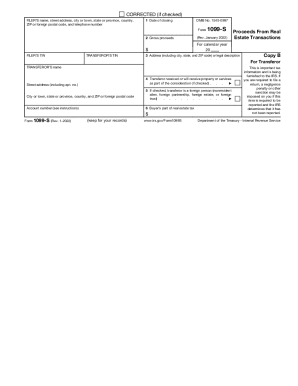 Fillable Online Form 1099-S Proceeds for Real Estate Transactions Fax