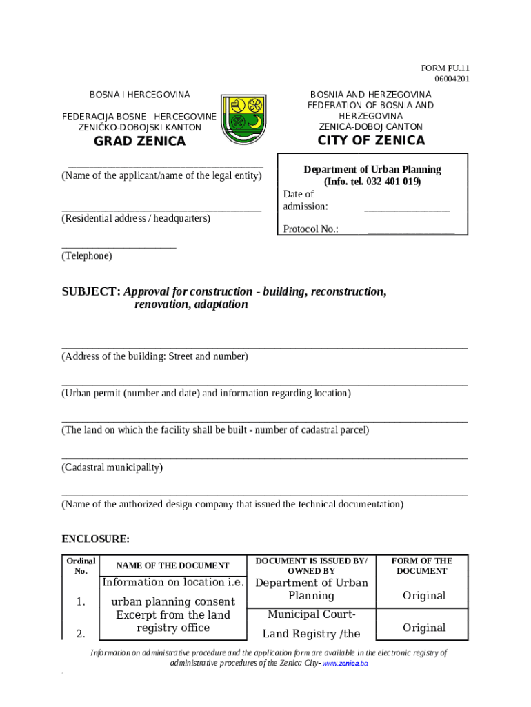 Urban planning consent for construction, reconstruction, Doc