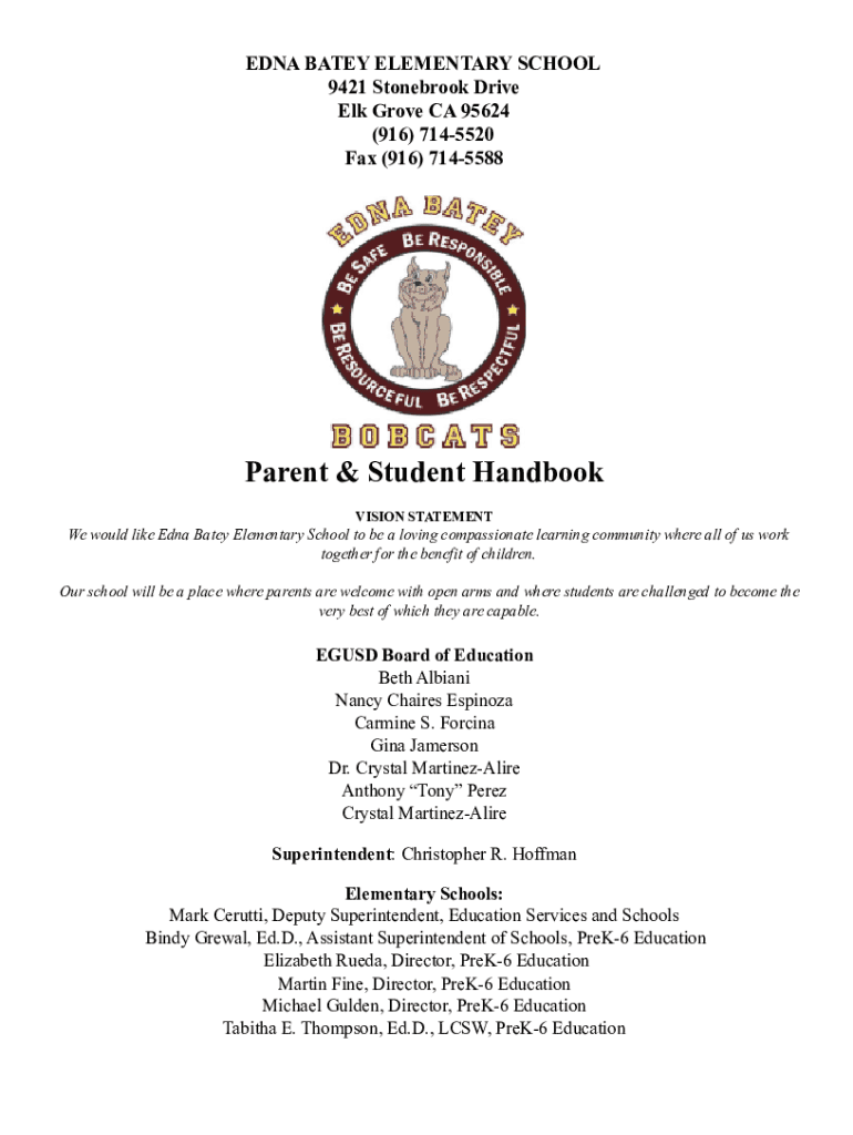 Fillable Online Edna Batey Elementary School Home Elk Grove Unified