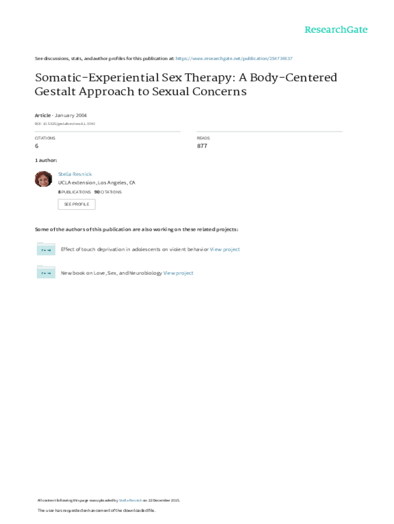 Fillable Online A BodyCentered Gestalt Approach to Sexual Concerns Fax