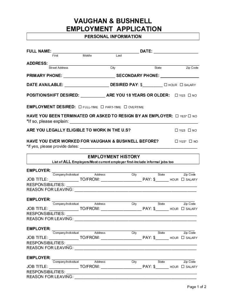 Fillable Online Vaughan ManufacturingTool Manufacturing Fax Email Print