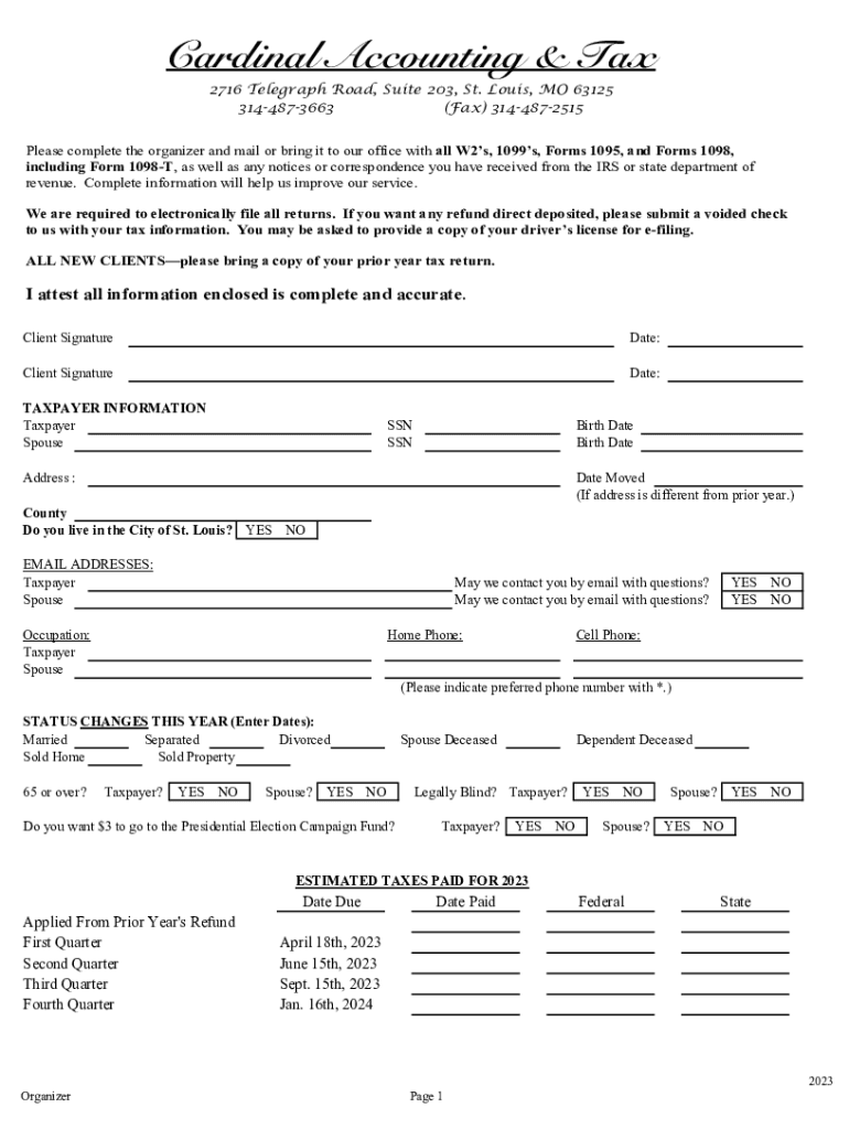 Fillable Online Cardinal Accounting to our website! Fax Email