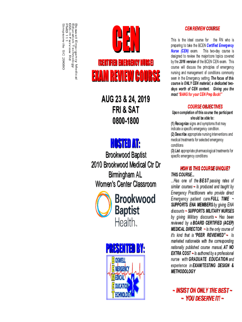 Fillable Online Boswell Emergency Medical Education Technology Fax