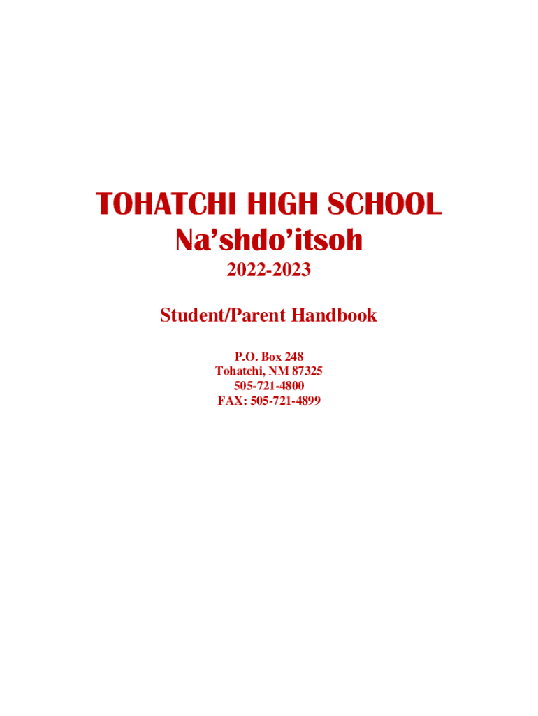 Fillable Online TOHATCHI HIGH SCHOOL Na'shdo'itsoh Fax Email Print
