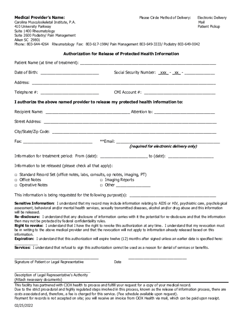 Fillable Online Forms for Pain Management Fax Email Print pdfFiller